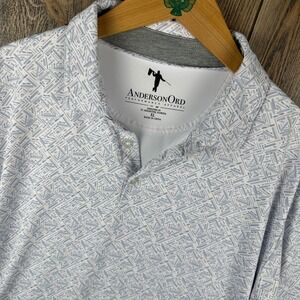 Anderson Ord Performance Apparel Mens XL Polo Shirt Short Sleeve Geometric Print